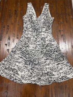 love...ady Black & White V-Neck Fit-and-Flare Dress